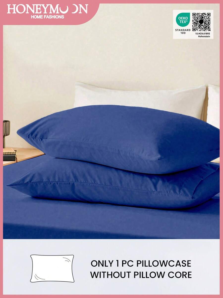 HONEYMOON 1pc Solid Color Pillowcase - 100% Polyester Fabric, Soft And Breathable, Wrinkle-Resistant, Envelope Closure, Pillow Insert Not Included - Suitable For Home, Dorm, Sofa, OEKO-TEX Certified, Navy Blue - Navy Blue - View 1