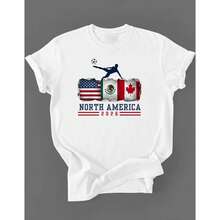 [Camiseta Unisex de Talla Grande con Licencia Oficial de la Copa ], Camiseta de Fútbol Unisex, Camiseta de Fútbol para EE. UU., México y Canadá, Regalo para Aficionados al Fútbol - Blanco - Ver 8