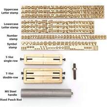 WUTA Brass Stamping Tools Flexible Letters Numbers Alphabets Characters Molds Leather Jewelry Metal Stamping Tools Hot Foil Stamping (Copper Set 83pcs) - B組符號 18件 - 查看 3