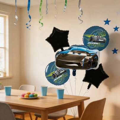 Bộ 5 bóng bay hình ô tô MINISO, gồm Lightning McQueen, Mater, Jackson Storm và Star, hoàn hảo để trang trí sinh nhật, tiệc tùng hoặc sự kiện. Chất liệu giấy bạc cao cấp đảm bảo màu sắc tươi sáng và độ bay lâu, dễ dàng lắp ráp và thiết kế bắt mắt tạo không khí lễ hội.