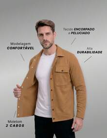 Stylish Men's Jacket With Waterfall Collar, Long Sleeves, Casual Sweatshirt Style With Button Details And Pockets. - Màu be - Xem 2