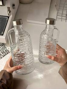 1pc Glass Bottle With Lid And Handle, Portable Camping Coffee, Milk Tea, Juice Pot, Sealed Tea Infuser - Multicolor - View 5