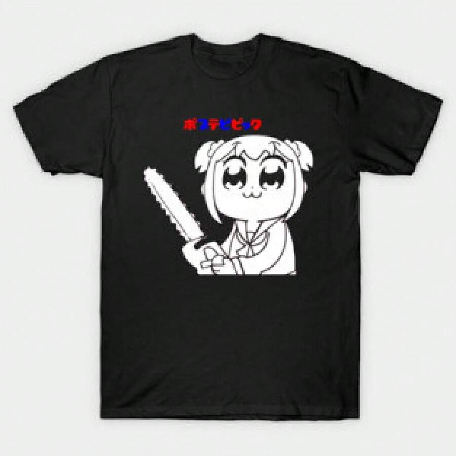 Camiseta Popuko Pop Team Epic, camiseta holgada informal, lavable a máquina, unisex. | Diseño exquisito | Suelto y cómodo | Fácil de combinar | - Negro - Ver 1