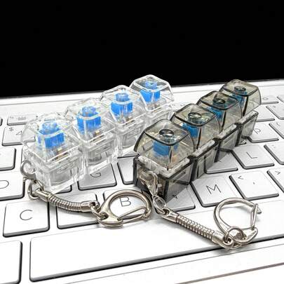 1pc Novel Keyboard Keycap Keychain - Transparent Crisp Desktop Toy, For Stress And Anxiety Relief, Fun Office Decor, Unique Gift Choice