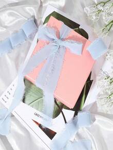 5m Roll Handmade Finished Chiffon Ribbon, Raw Edge Design, Suitable For Birthday And Holiday Party Bouquets, Gift Wrapping, Crafts, Rustic Wedding Invitations, Bows, Wreaths, DIY Projects, Holiday Decorations And DIY Home Decor - Blue - View 6