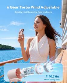 GMOX-5000mAh Portable Handheld Fan, 5 Speeds Cooling, 3-In-1 Personal Fan (Hand/Neck/Desk), 12H Long Lasting Rechargeable Small Fan Travel & Beach, Lightweight 0.6lb - 迷你粉紅色 - 查看 2