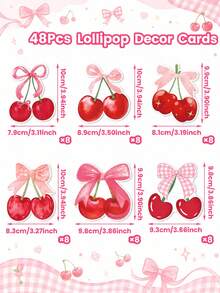 48pcs Cherry Bow Lollipop Decoration Cards,Cherry Bow Pattern Lollipop Cards,Birthday Gift Packaging Decor Card,Cherry Bow Party Gift Wrapping Supplies,Wedding Party Favor Candy Wrap Card,Cherry Bow Birthday Party Decor,Babe Shower Decor,Gender Reveal Decor,Birthday Bags Fillers,Birthday Gift Tag Card,Birthday Party Supplies,Birthday Gifts,Party Favor - Cherry Bow - View 12
