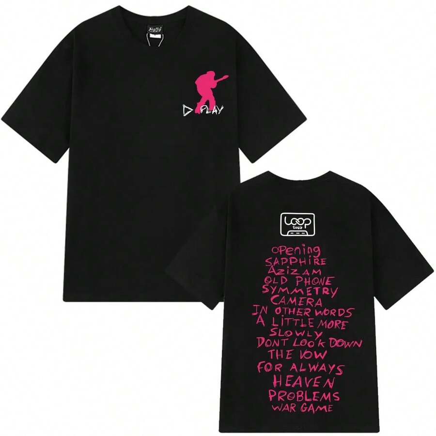 T-Shirts mit Aufdruck der Ed Sheeran Loop Tour Australien 2026, modische T-Shirts für Männer und Frauen, lässige Baumwoll-T-Shirts im Hip-Hop-Stil, Streetwear - Schwarz - Übersicht 1