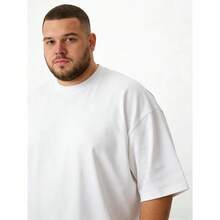 XXXL[Talla grande ]Camiseta solida de cuello redondo, camiseta informal de manga cortacon cuello redondo para uso diario, para el verano - Blanco - Ver 3