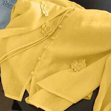 Vestido de camisola con cintura ceñida, elegante para vacaciones en la playa, primavera - Amarillo - Ver 6