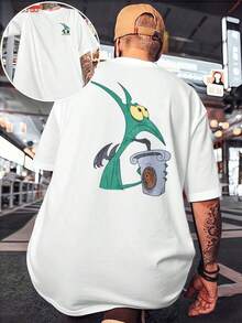 Graphic T-Shirt Hades Hercules Drink, Crew Neck, Printed On Both Sides, Casual, Men's Fashion, 220 G/M² Cotton (1 Piece)Tee - 白色 - 查看 7