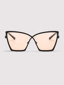 Visivana 1 Pair Large Frame Cat Eye Metal Fashion Glasses, Retro Personalized Versatile Transparent Glasses, Suitable For Women, Suitable For Daily Wear, Casual Outfits, Street Photogrhttps://Img.Ltwebstatic.Com/V4/J/Spmp/2026/05/21/Ab/177935016640440c8e5891af2286ebe7c5732d683f.Jpgaphy, Vacation Travel, Summer Beach Accessories - Black Frame Light Brown - View 2