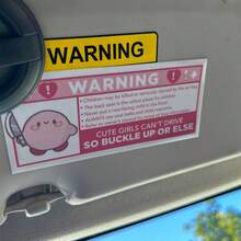 Cute Warning Sticker | Soft Pink Car Airbag Sticker (Waterproof Vinyl) - Decorative Stickers - View 4