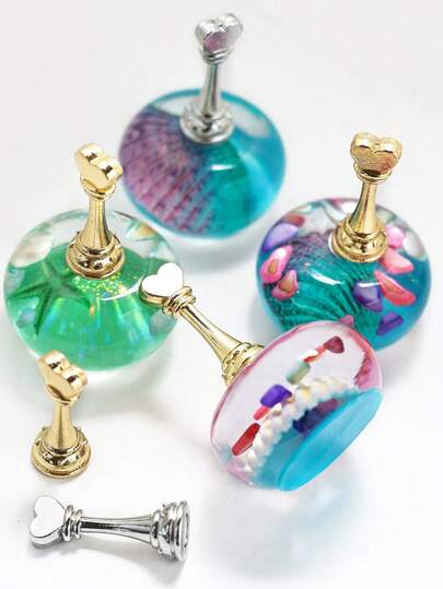 1pc Ocean Style Shell Base Nail Art Crystal Nail Holder Heart Flag Beginner Fixed Nail Tip Display Stand