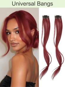 2pcs Long Side Bangs Set, Wavy Curly Clip-On Bangs, Women Wavy Curly Clip-On Curtain Bangs - Multicolor - View 23