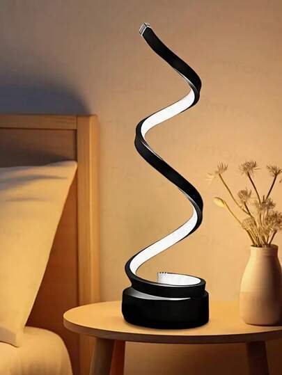 Đèn ngủ trang trí hình xoắn ốc LED sáng tạo, đèn bàn phong cách Bắc Âu tối giản hiện đại, chỉ số hoàn màu cao, tiêu thụ điện năng thấp, ánh sáng dịu nhẹ không gây chói, đèn đọc sách bảo vệ mắt và tạo không gian lãng mạn cho phòng ngủ.