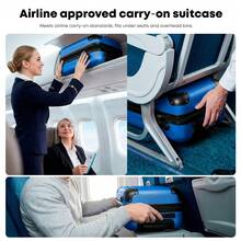 YONSLY 16 Inch Suitcase With Detachable Wheels 360° Combination Lock Double Zipper Soft Rubber Handle Trolley Travel Suitcase For Vacation - 寶藍色 - 查看 3