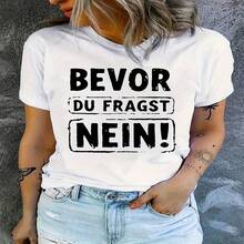 Camiseta de estilo europeo con estampado de letras - Blanco - Ver 1