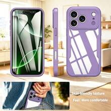 Hadaasi 1件 淡紫色貝殼膜一體式 360°全包覆 TPU+PC 2合1 壓克力雙面防摔矽膠保護殼 色塊超薄手機殼，適用於 Apple 17e/17pro/17promax/17Air/17/16pro/16promax/16plus/16/16E 以及 Galaxy S26Ultra/S26Plus/S26/S25FE/S25Ultra/S25Plus/S25/S25Edge/S24Ultra/S24Plus/A56/A36/A26/A07/A17/A55/A35/A25/A15/A24/A34/A14/A16/A06 - 紫丁香色 - 查看 3