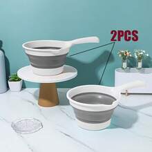 2pcs Foldable Water Bucket/Scoop/Dipper - Portable Collapsible Plastic Mini Watering Bucket/Scoop, Suitable For Kitchen, Bathroom, Car Washing, Fishing, Gardening - Lightweight & Space-Saving, Suitable For Camping, Boats, RVs - Multipurpose Water Dipper (Easy To Store) - Large Capacity - View 8