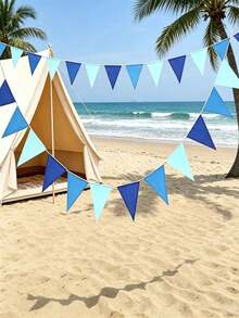 18pcs/Set Colorful Felt Triangle Pennant Garland, Minimalist Blue Party Banner, Durable Reusable Decoration For Holiday Celebration, Birthday Party, Classroom, Outdoor - View 6