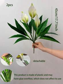 1/2/4件裝人造馬蹄蘭裝飾植物，白色與粉色人造花配綠葉，適用於室內與室外裝飾（不含花盆） - 彩色 - 查看 10