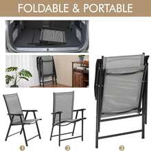 Patio Dining Chairs Set Of 4 With Armrests, Outdoor Folding Metal Frame And Backrest For - A - View 4