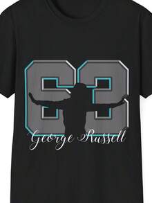 Camiseta de carreras de George Russell, ropa para fanáticos de la Fórmula 1 - Negro - Ver 1