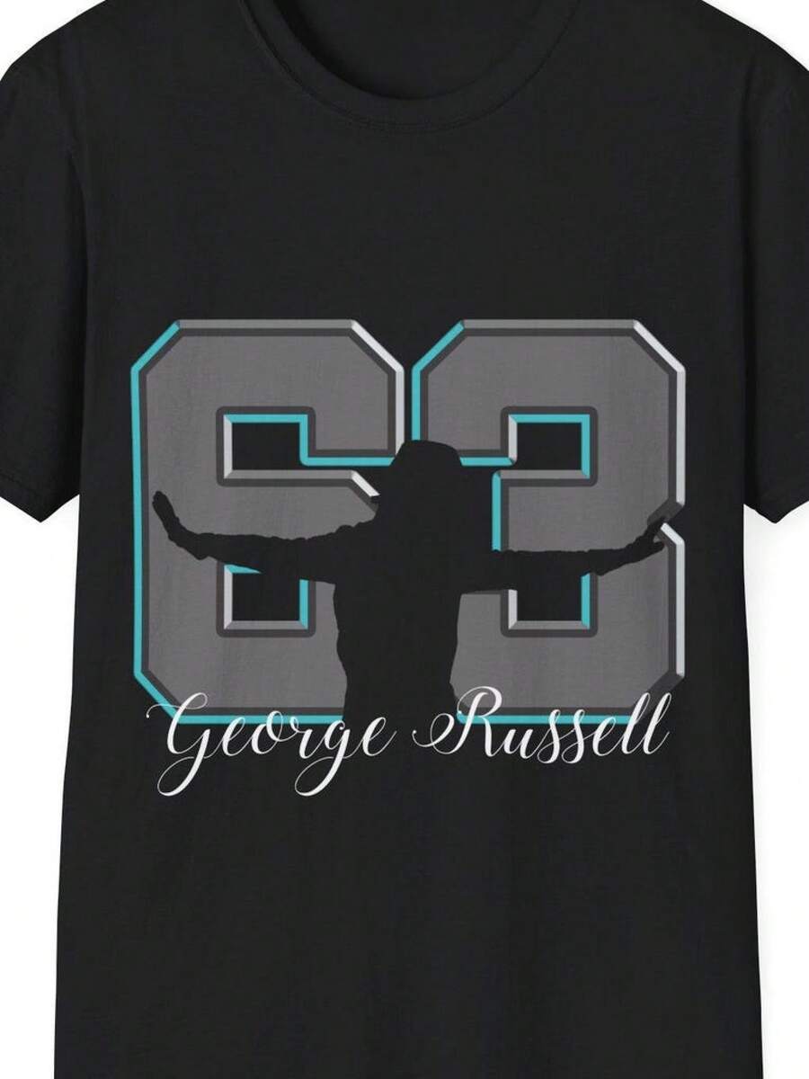 Camiseta de carreras de George Russell, ropa para fanáticos de la Fórmula 1 - Negro - Ver 1