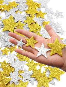 200/100pcs Gold And Silver Star EVA Stickers, Self-Adhesive Star Stickers In Various Sizes, Perfect For Classroom Rewards, Crafting, Card Decoration, Etc. - Gold and Silver - View 9