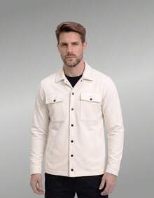 Stylish Men's Jacket With Waterfall Collar, Long Sleeves, Casual Sweatshirt Style With Button Details And Pockets. - Off - View 4