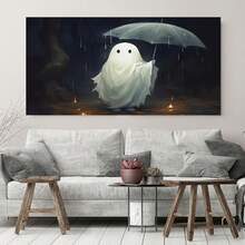 1 pieza de arte de pared Art Deco en lienzo de madera sin marco - Póster de Fantasma en la Lluvia de 76.2x50.8 cm, Superficie de tela reutilizable, Decoración de pared rectangular para dormitorio, sala de estar, oficina, cafetería, bar, dormitorio, pasillo - Regalo único para cumpleaños, fiestas, Día de San Valentín, Año Nuevo - Enmarcado - Ver 2