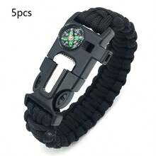 Pulsera trenzada de paracord para exteriores, pulsera de supervivencia multifuncional 5 en 1 con brújula de paracord - Multicolor - Ver 14