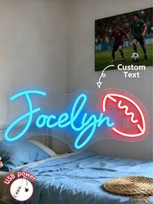 Customised Neon Signs, Sports-Themed Neon Wall Decorations – Personalised Gifts, Bedroom And Room Decorations, Wedding Decorations,Children's Gifts - name neon - 查看 1