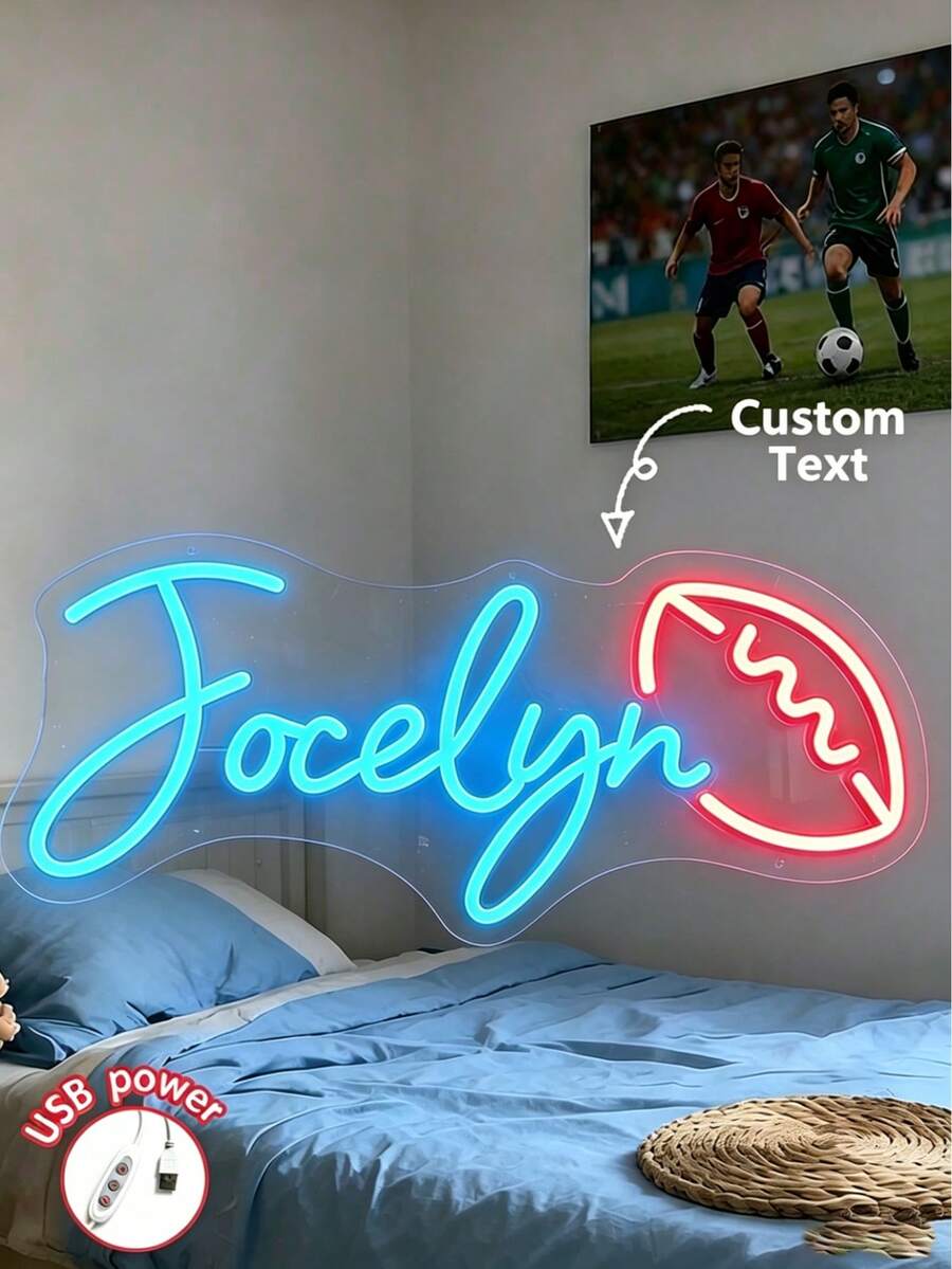 Customised Neon Signs, Sports-Themed Neon Wall Decorations – Personalised Gifts, Bedroom And Room Decorations, Wedding Decorations,Children's Gifts - name neon - 查看 1