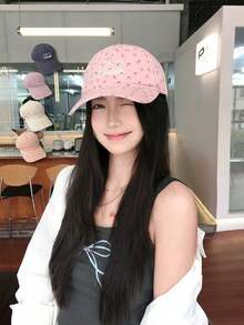 1pc Embroidered Letter & Ditsy Floral Soft Top Baseball Cap, Versatile Sun Protection Hat For Women - Multicolor - View 10