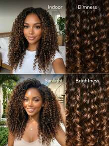 7x5 Inch Invisible Drawstring Hair Extension, Black To Chestnut Gradient, Burmese Curly Hair, Fingertip Curly Ends, 100% Human Hair, Pre-Cut, Pre-Bleached, Pre-Trimmed, Unice Women's Wig - SNATURAL/33 - View 8