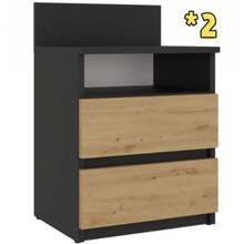 Multi-Functional All-In-One Nightstand With Backrest, Open Storage Compartment + 2 Drawers, 4 Colors Available, Space-Saving Bedside Cabinet For Small Spaces, Universal Use For Bedroom/Apartment/Dorm, Silent Slides Large-Capacity Bedside Storage Unit - Multicolor - View 14