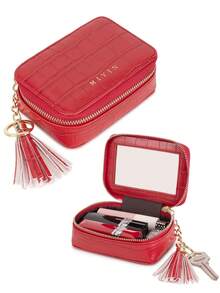 FOREVER MIYIN 1pc Crocodile Pattern Mini Cosmetic & Jewelry Storage Box, Built-In Mirror And Keychain, Zipper Closure, Lipstick Storage Bag, Cosmetic Organizer, Portable Compact Travel Makeup Bag, Suitable For Women's Daily Use, Outdoor Travel And Girls' Carry, Valentine's Day Gift, Mother's Gift, Girlfriend Gift - Multicolor - View 15
