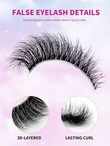 ENCHUW 14 Pairs Clear Band Thick Natural Curly Lightweight Short 3D False Eyelashes - 黑色 - 查看 2
