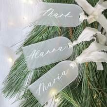 10 PIEZAS Tarjetas de Nombre de Acrílico Transparente con Cinta Etiquetas de Regalo Tarjetas de Nombre de Boda en Blanco Señales de Mesa Reservada Etiquetas Colgantes DIY Suministros para Fiestas - B - Ver 2