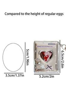 Y2K Silver Mini Photo Album Keychain Cute Heart Hollow 2 Inch Photo Book Keyring Car Keychain Portable Photo Holder Pendant Bag Charm Gifts - Multicolor - View 9