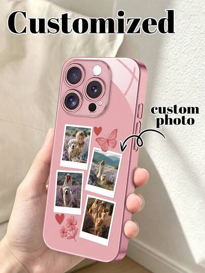 1個 カスタマイズ写真プリント バタフライ&フラワーデザイン スマホケース、 16e、17 Pro Max、15 Pro Max、14 Plus、13 Pro シリーズ対応。耐久性のある硬質アクリル素材で、優れた衝撃吸収と保護性能を備え、強化された衝突防止フレームが付いています。クリスマスのギフトに最適で、オリジナルのカスタマイズにも対応しています。