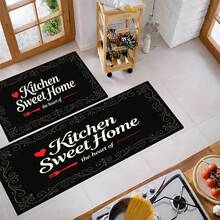 1 pieza, Decoración del hogar, Alfombra de cocina con estampado de patrón de texto, Alfombra de cocina de tierra de diatomeas, Alfombra de cocina, Alfombra de piso, Fácil de limpiar, Rectangular estampada, Adecuada para sala de estar, dormitorio, pasillo, baño, lavandería - Alfombra de poliéster, Adecuada para decoración del hogar interior y exterior - Multicolor - Ver 1
