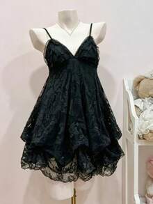 Retro Cute Lolita Dress Women Japanese Sweet Lace Bow Ruffle Cake Dresses Harajuku Y2k Slim Bandage Summer 2026 Kawaii Elegant Party Wear - 4433 黑色 - 查看 9