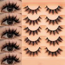 5 Pairs Fluffy Manga Lashes, 6-16mm Gradient Length False Eyelashes, Soft Lightweight Lashes With Solid Band, Natural To Dramatic Reusable Eyelashes, Eye Enlarging Lashes For Beginners - Black - View 6