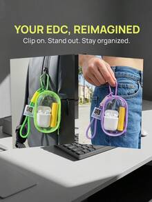 1pc Creative New Fashion Travel Portable Mini Transparent Waterproof Zipper Storage Bag, Digital Accessories Organizer Pouch, Multi-Function Hanging Organizer Bag, Coin Purse, Can Store Earphones, Chargers, Data Cables, Lipstick, Perfume, Keys, Bracelets, Cosmetics And Small Electronic Accessories - Multicolor - View 7