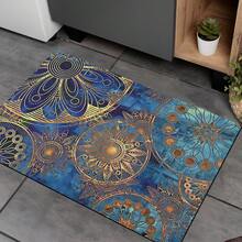 1件波希米亞圖案印花矽膠地毯，易於清潔，3D印花長方形，適用於玄關、客廳、廚房、臥室、走廊、浴室、洗衣房 - 聚酯纖維地毯，適用於室內外家居裝飾 - 彩色 - 查看 7