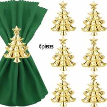 Gold Plated Christmas Tree Napkin Rings, Hotel Tabletop Decor Napkin Holders - Multicolor - View 15