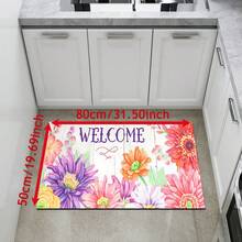 1件花卉圖案印花矽膠地毯，易於清潔，3D印花長方形，適用於玄關、客廳、廚房、臥室、走廊、浴室、洗衣房 - 聚酯纖維地毯，適用於室內外家居裝飾 - 彩色 - 查看 15